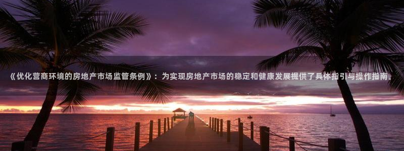 新宝5娱乐都：《优化营商环境的房地产市场监管条例》：为实现房