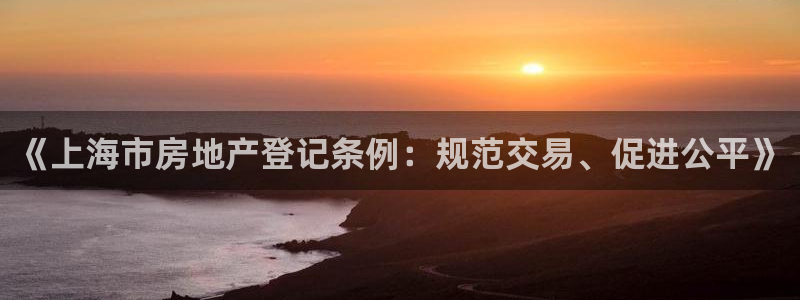 新宝5官方网站：《上海市房地产登记条例：规范交易、促进公平》