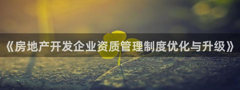 新宝5的网址：《房地产开发企业资质管理制度优化与升级》